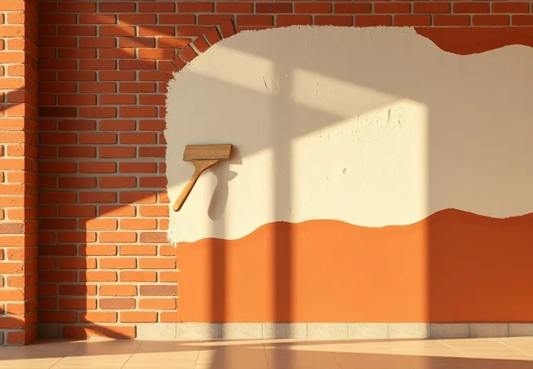 Application d'un enduit décoratif à la lisseuse sur un mur