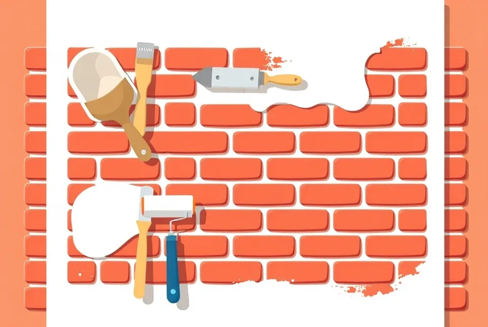 Outils de peinture disposés dans l'ordre des étapes du chantier