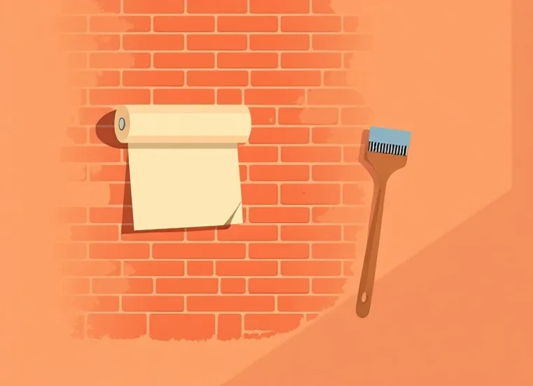 Pose de papier peint, rouleau et brosse à maroufler